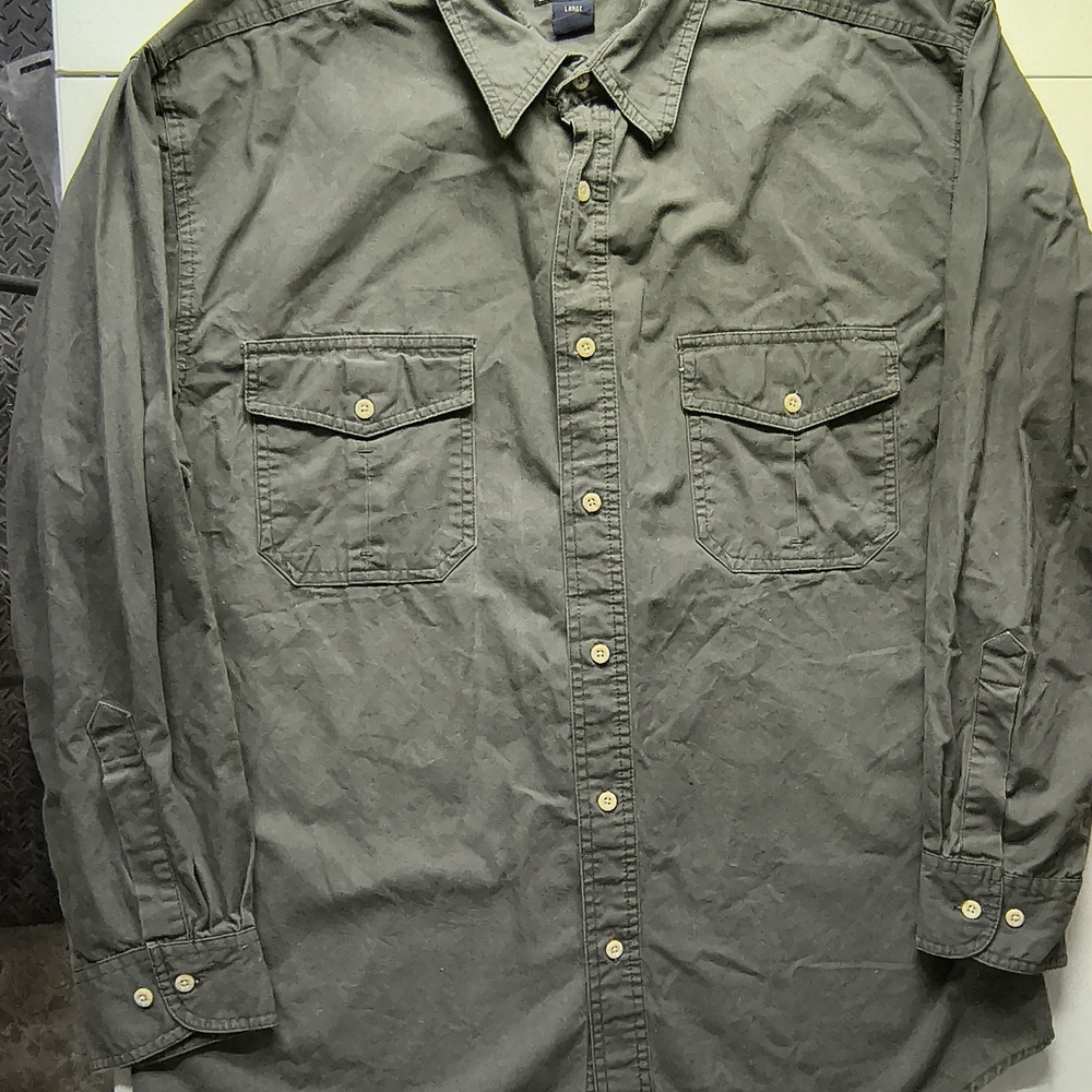Route 66 Men's Casual Button-Down Shirt in Olive Green